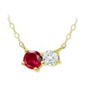 Ruby & Cubic Zirconia Two-Stone Pendant Necklace, 16 Ruby & Cubic Zirconia Two-Stone Pendant Necklace, 16