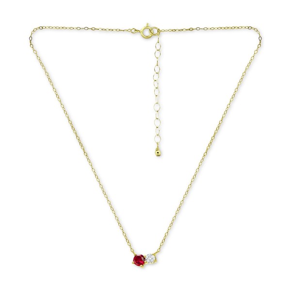 Ruby & Cubic Zirconia Two-Stone Pendant Necklace, 16 Ruby & Cubic Zirconia Two-Stone Pendant Necklace, 16