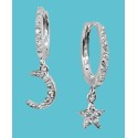 Cubic Zirconia Moon & Star Charm Drop Huggie Hoop Earring in Sterling Silver or 18k Gold Plated Sterling Silver Cubic Zirconia Moon & Star Charm Drop Huggie Hoop Earring in Sterling Silver or 18k Gold Plated Sterling Silver