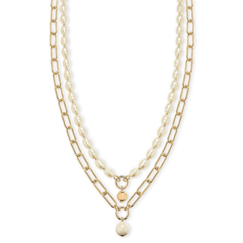 Gold-Tone Chain Link & Imitation Pearl Layered Pendant Necklace, 16 Gold-Tone Chain Link & Imitation Pearl Layered Pendant Necklace, 16