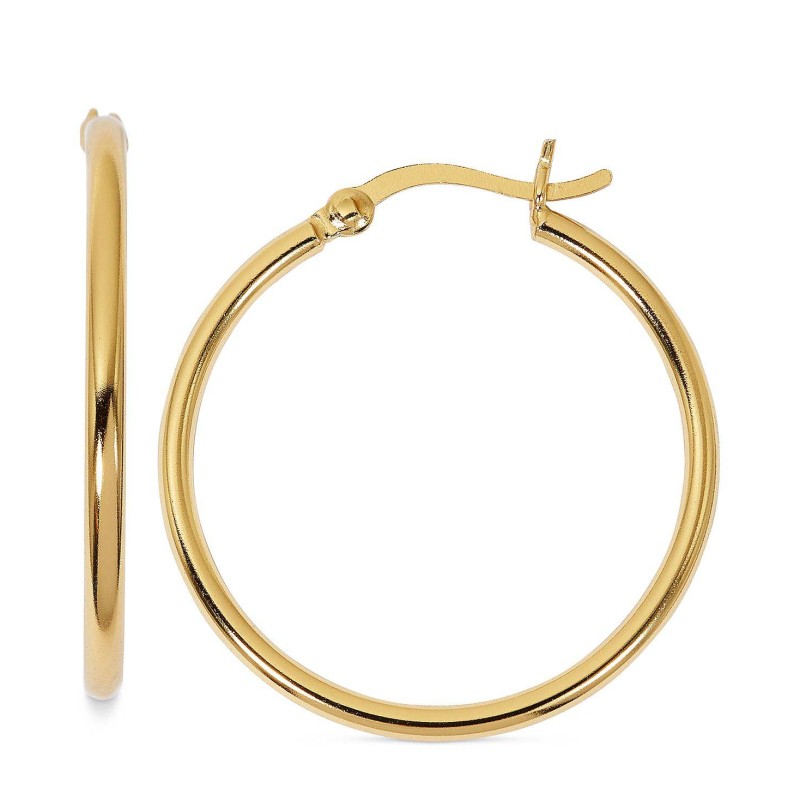 Polished Medium Hoop Earrings, 30mm Polished Medium Hoop Earrings, 30mm