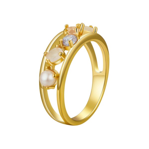 Cubic Zirconia, Faux Opal and Imitation Pearl Ring Cubic Zirconia, Faux Opal and Imitation Pearl Ring