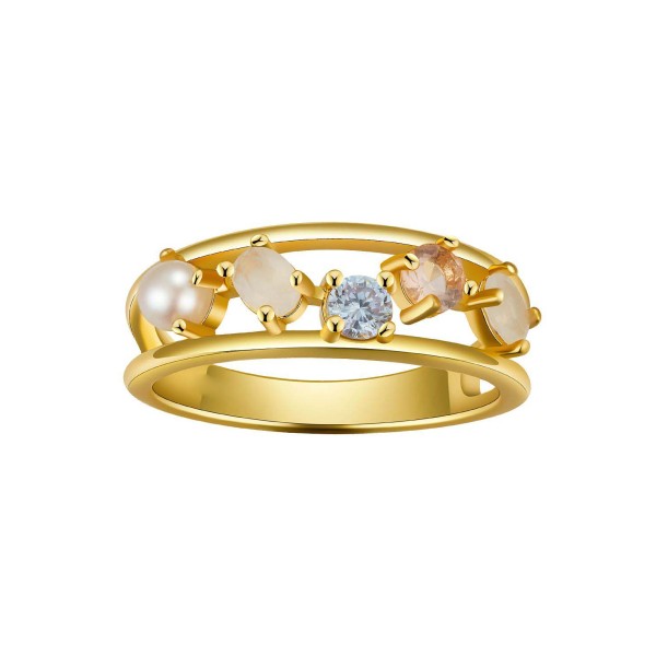 Cubic Zirconia, Faux Opal and Imitation Pearl Ring Cubic Zirconia, Faux Opal and Imitation Pearl Ring
