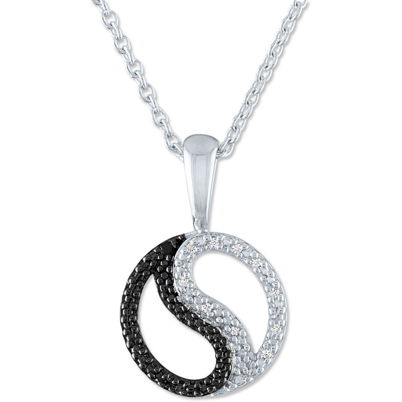 Black & White Diamond Accent Yin Yang Pendant Necklace in Sterling Silver Black & White Diamond Accent Yin Yang Pendant Necklace in Sterling Silver