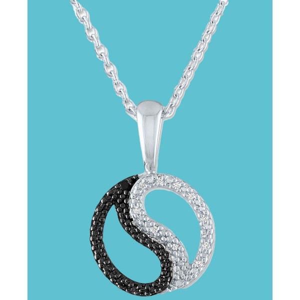 Black & White Diamond Accent Yin Yang Pendant Necklace in Sterling Silver Black & White Diamond Accent Yin Yang Pendant Necklace in Sterling Silver