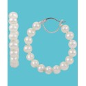 Cultured Freshwater Pearl (5-5-1/2mm) Hoop Earrings in Sterling Silver Cultured Freshwater Pearl (5-5-1/2mm) Hoop Earrings in Sterling Silver