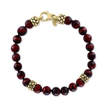 Men's Tiger Eye Bead Bracelet in 18k Gold-Plated Sterling Silver Men's Tiger Eye Bead Bracelet in 18k Gold-Plated Sterling Silver