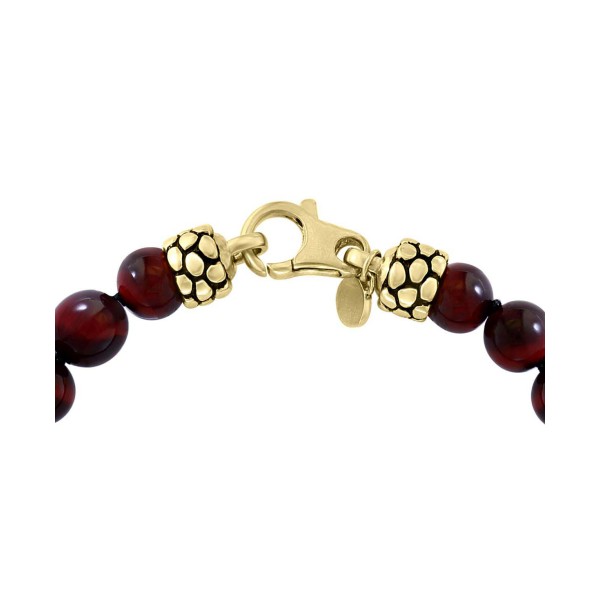 Men's Tiger Eye Bead Bracelet in 18k Gold-Plated Sterling Silver Men's Tiger Eye Bead Bracelet in 18k Gold-Plated Sterling Silver