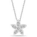 Cubic Zirconia Star Flower Pendant Necklace in Sterling Silver, 16 Cubic Zirconia Star Flower Pendant Necklace in Sterling Silver, 16