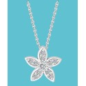 Cubic Zirconia Star Flower Pendant Necklace in Sterling Silver, 16 Cubic Zirconia Star Flower Pendant Necklace in Sterling Silver, 16
