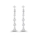 Cubic Zirconia Rhodium Plated Dangling Bezel Set Earrings (Also in 14k Gold Over Silver) Cubic Zirconia Rhodium Plated Dangling Bezel Set Earrings (Also in 14k Gold Over Silver)