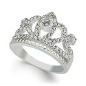 Fine Silver Plate Crystal Crown Ring Fine Silver Plate Crystal Crown Ring