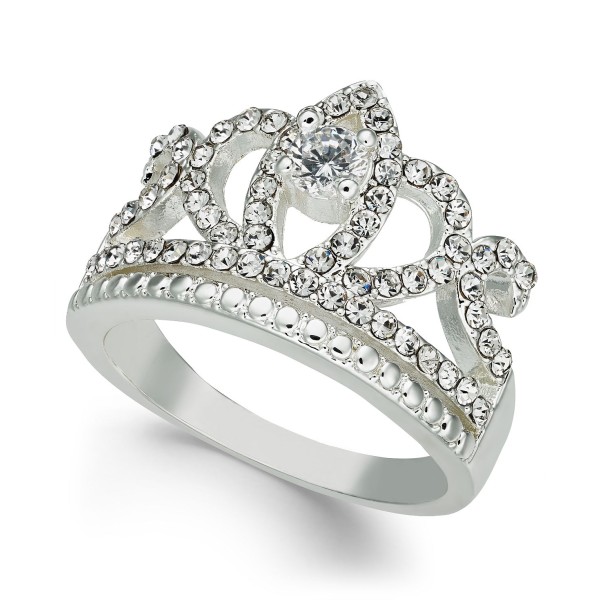 Fine Silver Plate Crystal Crown Ring Fine Silver Plate Crystal Crown Ring