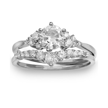 2-Pc. Set Cubic Zirconia Ring & Matching Band in Sterling Silver 2-Pc. Set Cubic Zirconia Ring & Matching Band in Sterling Silver