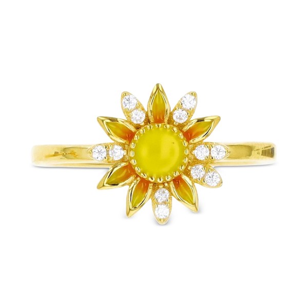 Cubic Zirconia & Hand-Painted Enamel Sun Ring Cubic Zirconia & Hand-Painted Enamel Sun Ring