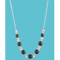 Silver-Tone Black Imitation-Pearl Crystal Frontal Necklace, 16 Silver-Tone Black Imitation-Pearl Crystal Frontal Necklace, 16