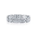 Men's Stainless Steel Matte and Polished Linked Bracelet Men's Stainless Steel Matte and Polished Linked Bracelet