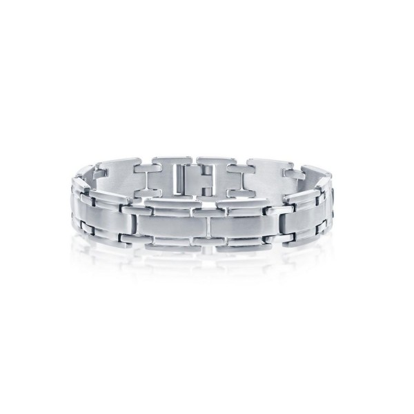 Men's Stainless Steel Matte and Polished Linked Bracelet Men's Stainless Steel Matte and Polished Linked Bracelet