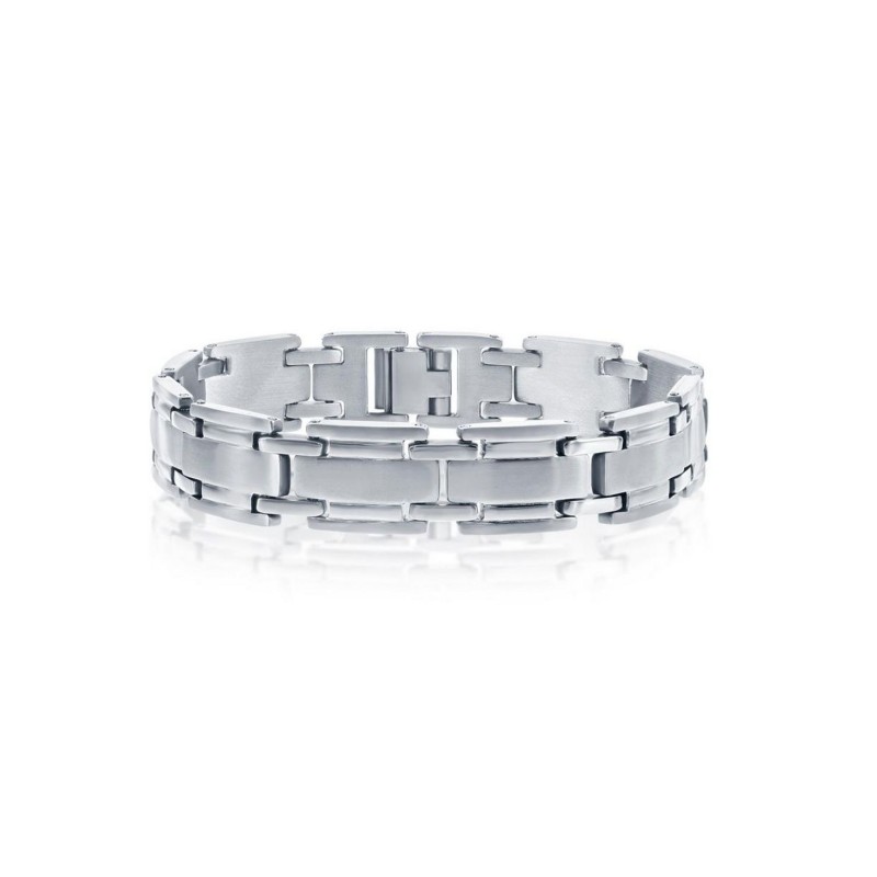 Men's Stainless Steel Matte and Polished Linked Bracelet Men's Stainless Steel Matte and Polished Linked Bracelet