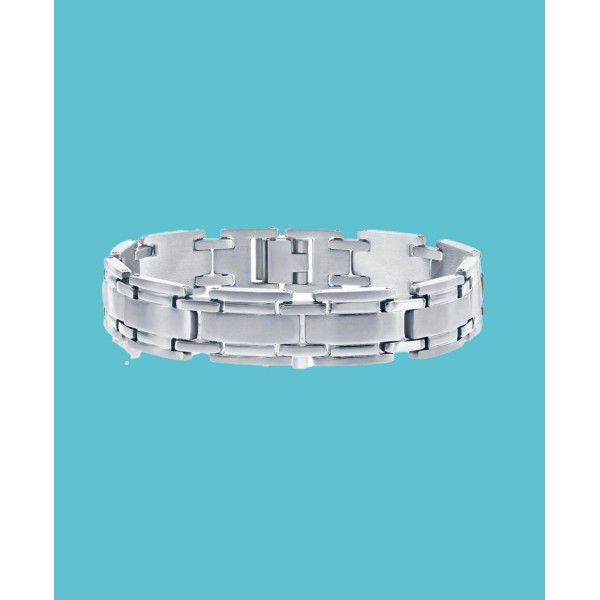 Men's Stainless Steel Matte and Polished Linked Bracelet Men's Stainless Steel Matte and Polished Linked Bracelet
