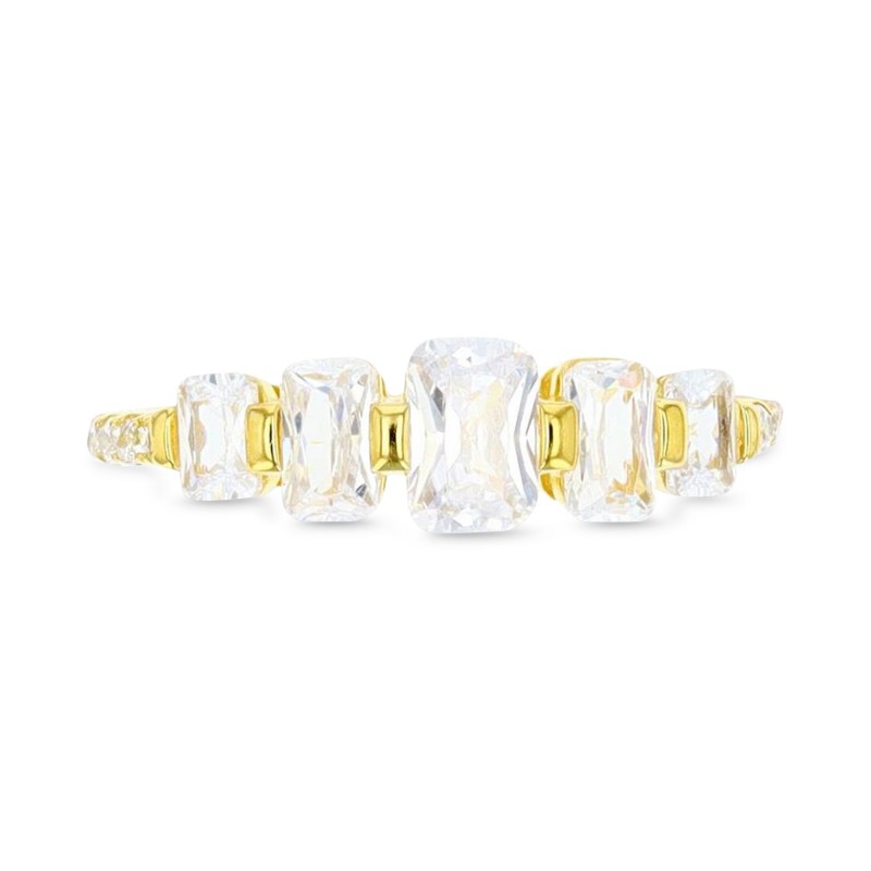 Cubic Zirconia Graduated Statement Ring in 14k Gold-Plated Sterling Silver Cubic Zirconia Graduated Statement Ring in 14k Gold-Plated Sterling Silver