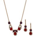 Crystal & Stone Cluster Statement Necklace & Drop Earrings Set Crystal & Stone Cluster Statement Necklace & Drop Earrings Set