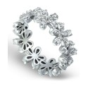 Cubic Zirconia Flower Band Ring in Silver Plate & 18K Gold Plate Cubic Zirconia Flower Band Ring in Silver Plate & 18K Gold Plate