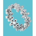 Cubic Zirconia Flower Band Ring in Silver Plate & 18K Gold Plate Cubic Zirconia Flower Band Ring in Silver Plate & 18K Gold Plate