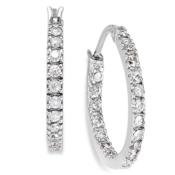 Small Sterling Silver Earrings, Cubic Zirconia Hoop Earrings, 0.6 Small Sterling Silver Earrings, Cubic Zirconia Hoop Earrings, 0.6