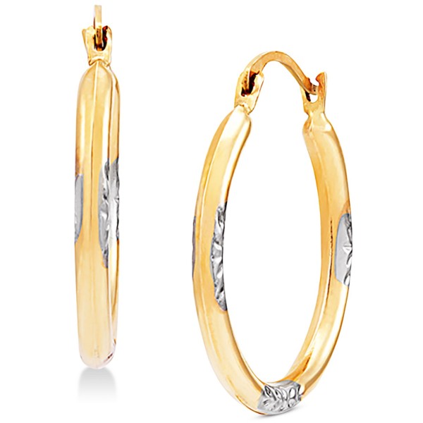 Small Hoop Earrings in 14k Gold & White Rhodium-Plate Small Hoop Earrings in 14k Gold & White Rhodium-Plate