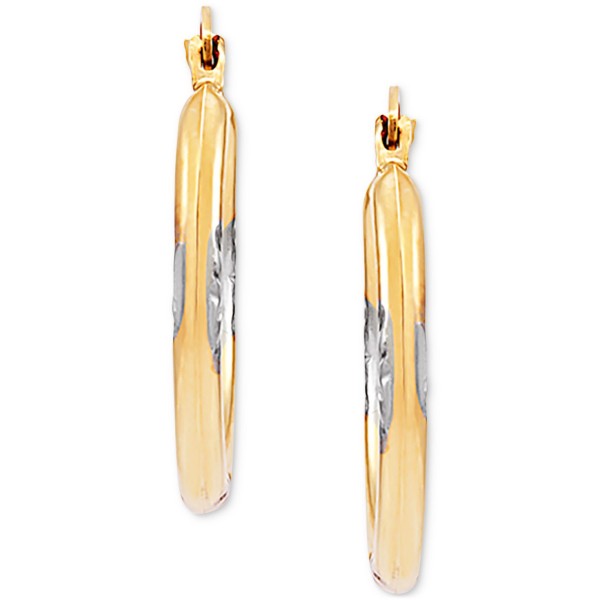 Small Hoop Earrings in 14k Gold & White Rhodium-Plate Small Hoop Earrings in 14k Gold & White Rhodium-Plate