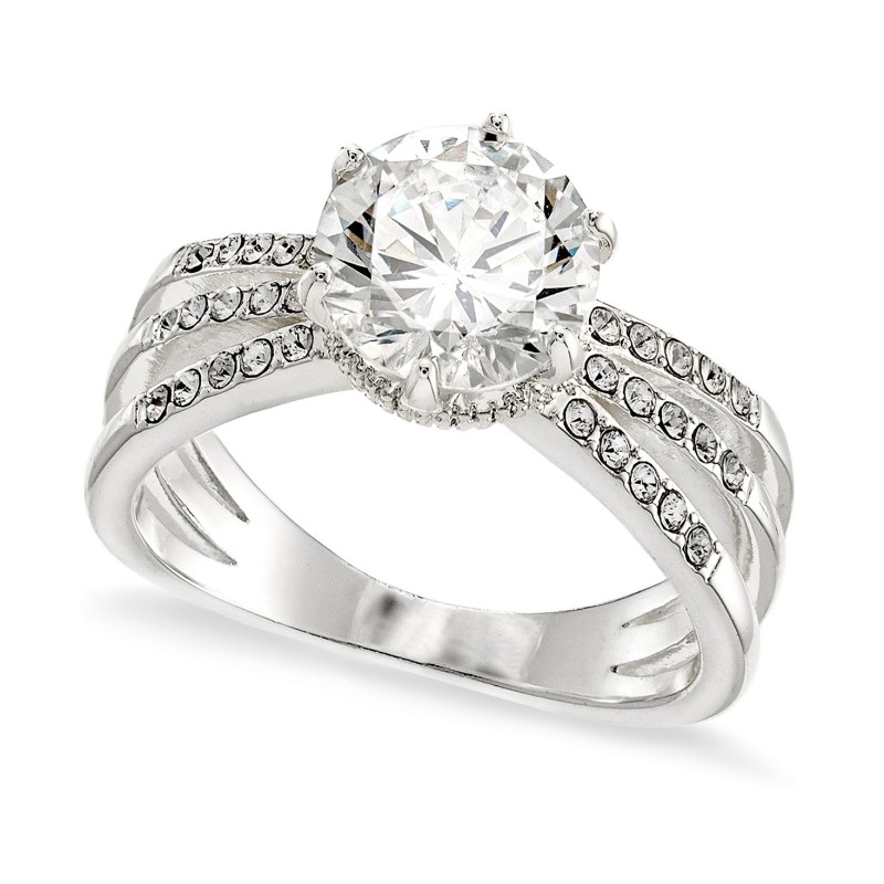 Silver-Plate Cubic Zirconia Triple Band Ring Silver-Plate Cubic Zirconia Triple Band Ring