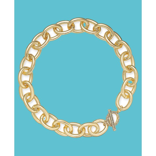 Gold-Tone Pavé Toggle Chain-Link 18 Gold-Tone Pavé Toggle Chain-Link 18
