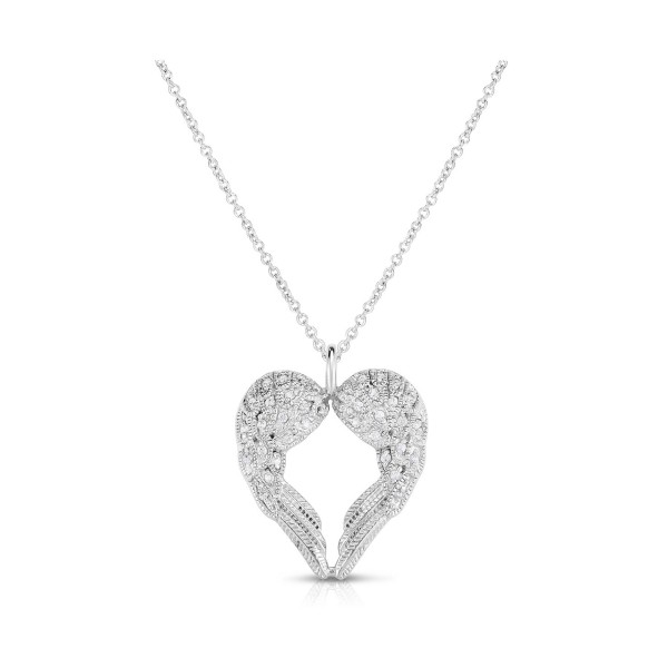 Cubic Zirconia Angel Wings Pendant In Silver Plate Cubic Zirconia Angel Wings Pendant In Silver Plate