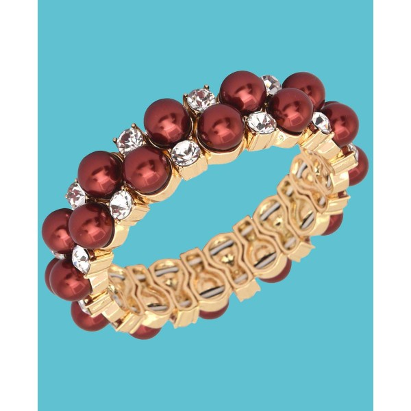 Gold-Tone Crystal & Colored Imitation Pearl Stretch Bracelet Gold-Tone Crystal & Colored Imitation Pearl Stretch Bracelet