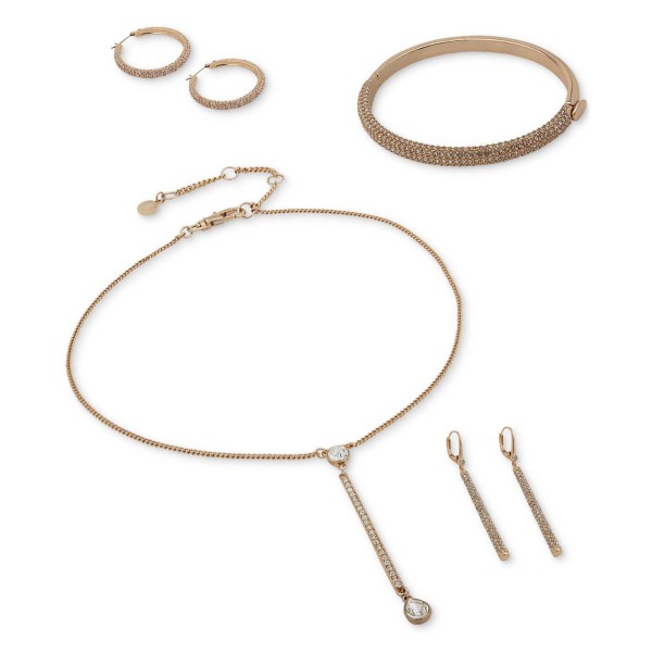 Gold-Tone Pavé Crossover Bar Bangle Bracelet Gold-Tone Pavé Crossover Bar Bangle Bracelet