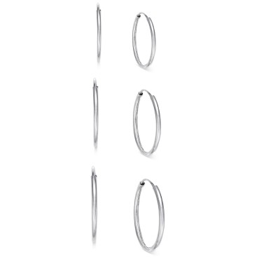 3-Pc. Set Small Endless Hoop Earrings in 10k White Gold 3-Pc. Set Small Endless Hoop Earrings in 10k White Gold