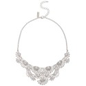 Silver-Tone Mixed Crystal Flower Statement Necklace, 16 Silver-Tone Mixed Crystal Flower Statement Necklace, 16