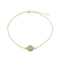 Cubic Zirconia Pavé Disc Ankle Bracelet in Sterling Silver or 18K Gold-Plated Sterling Silver Cubic Zirconia Pavé Disc Ankle Bracelet in Sterling Silver or 18K Gold-Plated Sterling Silver