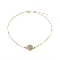 Cubic Zirconia Pavé Disc Ankle Bracelet in Sterling Silver or 18K Gold-Plated Sterling Silver