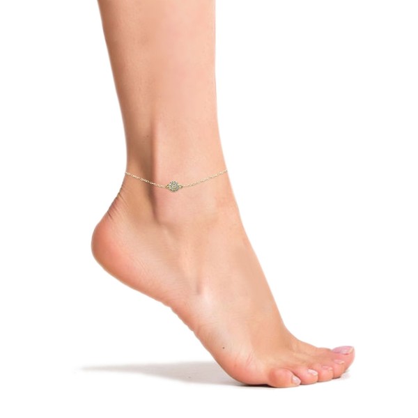 Cubic Zirconia Pavé Disc Ankle Bracelet in Sterling Silver or 18K Gold-Plated Sterling Silver Cubic Zirconia Pavé Disc Ankle Bracelet in Sterling Silver or 18K Gold-Plated Sterling Silver