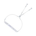 Cubic Zirconia Round and Baguette Bar Adjustable Bracelet in Sterling Silver Cubic Zirconia Round and Baguette Bar Adjustable Bracelet in Sterling Silver
