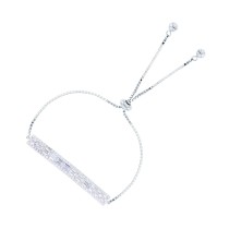 Cubic Zirconia Round and Baguette Bar Adjustable Bracelet in Sterling Silver Cubic Zirconia Round and Baguette Bar Adjustable Bracelet in Sterling Silver