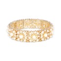 Gold-Tone Imitation Pearl Flower Stretch Bracelet Gold-Tone Imitation Pearl Flower Stretch Bracelet