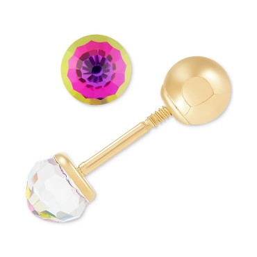 Children's Crystal Ball Stud Earrings in 14k Gold Children's Crystal Ball Stud Earrings in 14k Gold