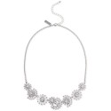 Silver-Tone Mixed Crystal Flower Statement Necklace, 18 Silver-Tone Mixed Crystal Flower Statement Necklace, 18