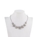 Silver-Tone Mixed Crystal Flower Statement Necklace, 18 Silver-Tone Mixed Crystal Flower Statement Necklace, 18