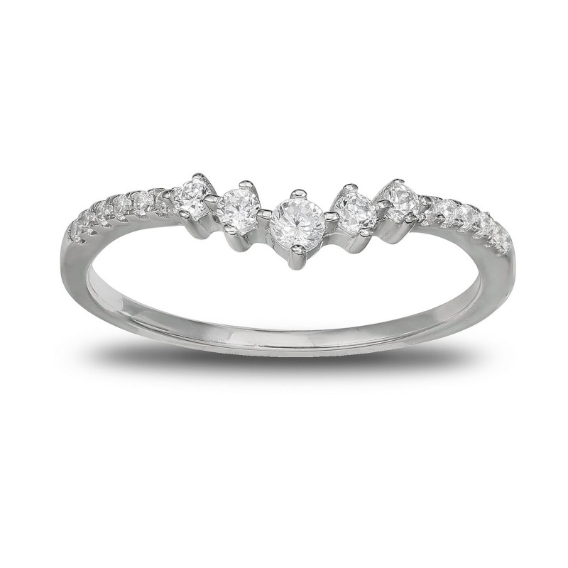 Cubic Zirconia V Band in Sterling Silver Cubic Zirconia V Band in Sterling Silver