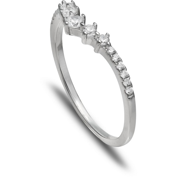 Cubic Zirconia V Band in Sterling Silver Cubic Zirconia V Band in Sterling Silver