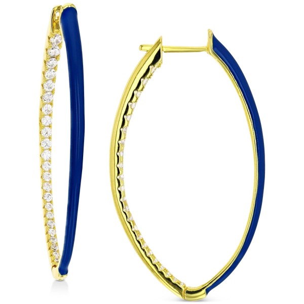 Cubic Zirconia & Enamel In & Out Oval Hoop Earrings Cubic Zirconia & Enamel In & Out Oval Hoop Earrings